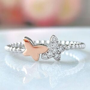 Dainty Butterfly Ring, 925 Sterling Silver Charmed Aroma Wanderlust Collection